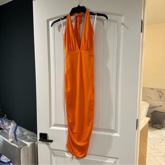 rumor Dresses & Skirts - Rumor - Bodycon dress with rouching and ties - never worn.